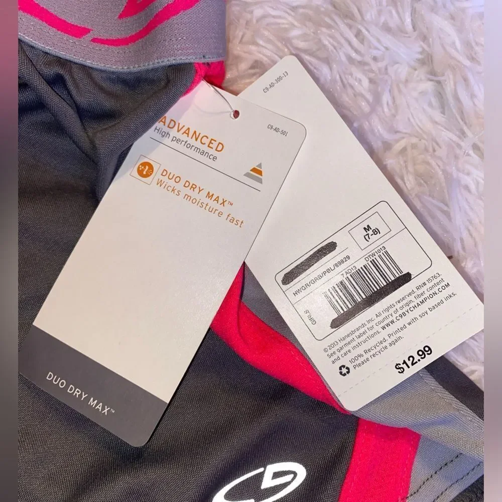 *NWT* Champion Girls M(7-8) Pink & Gray Sport Shorts